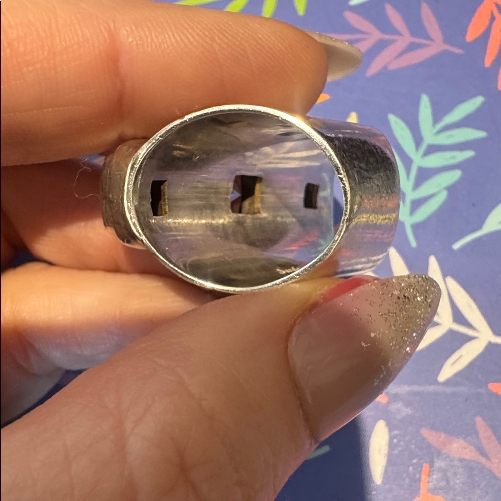 Solid Sterling Silver Ring With Green And Blue Ge… - image 4